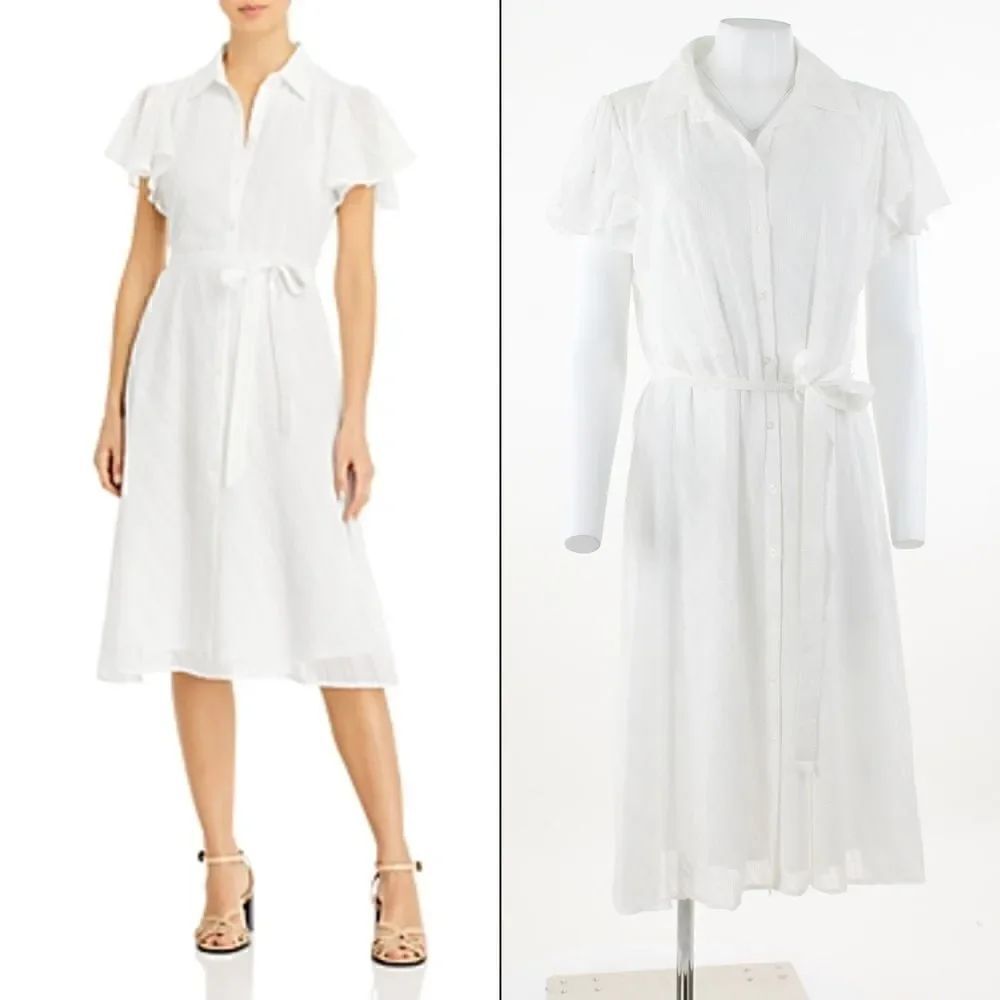 T Tahari Flutter Sleeve Midi Dress